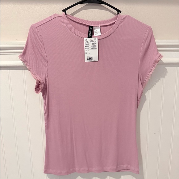 NWT H&M Pink Ribbed Top - Picture 2 of 3
